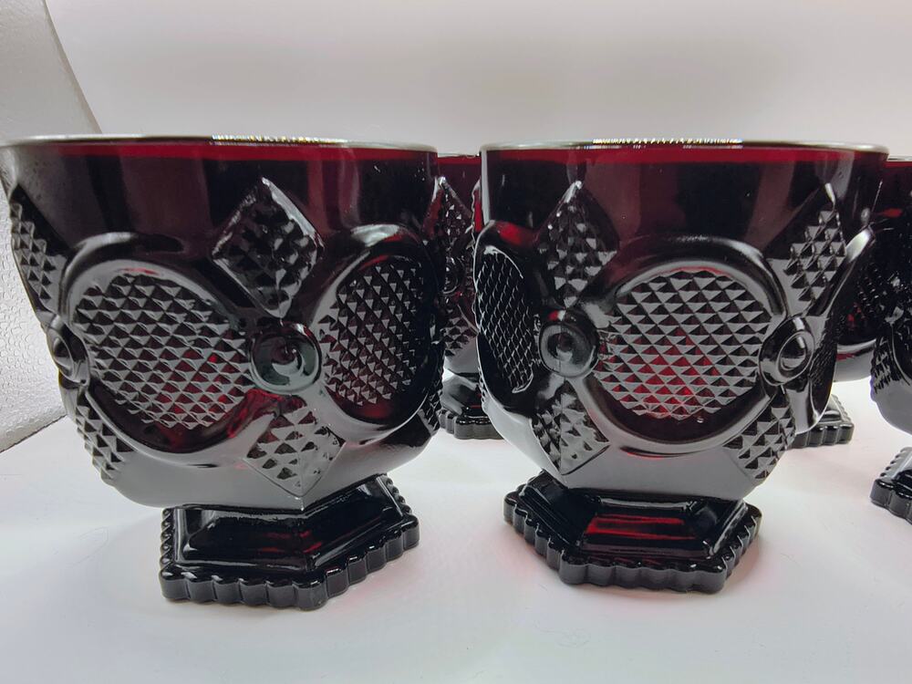 Vintage Avon Ruby Red 1876 Collection Juice Glasses